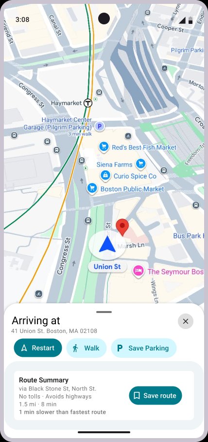 Hi-fi: Rachel arrival with Route Summary panel and Save Route button